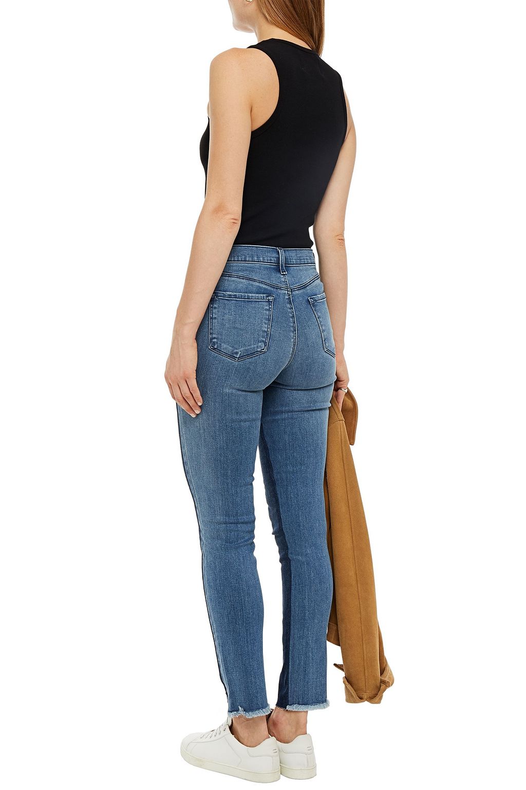 J BRAND Frayed high-rise slim-leg jeans