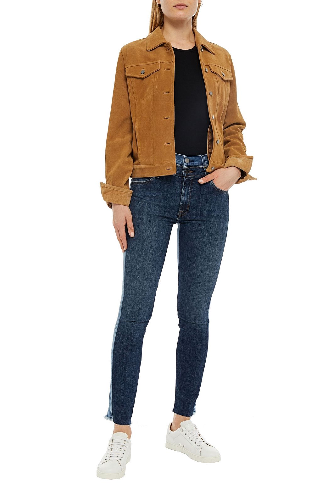J BRAND Frayed high-rise slim-leg jeans