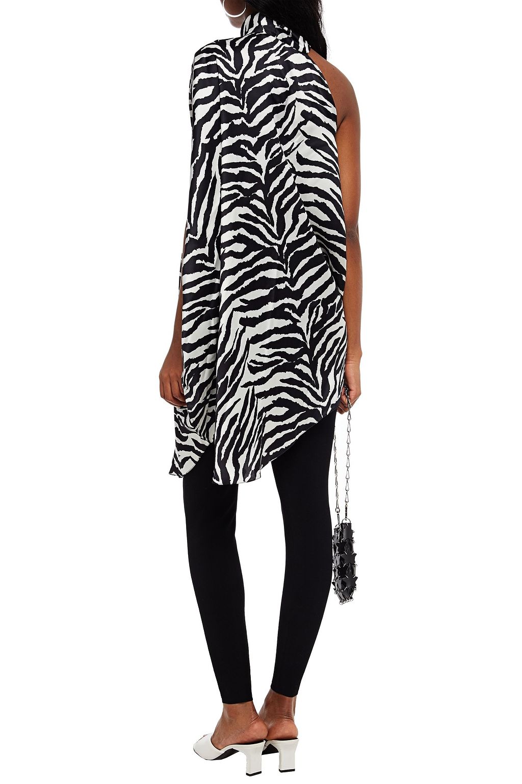 MM6 MAISON MARGIELA Convertible tie-neck zebra-print satin tunic