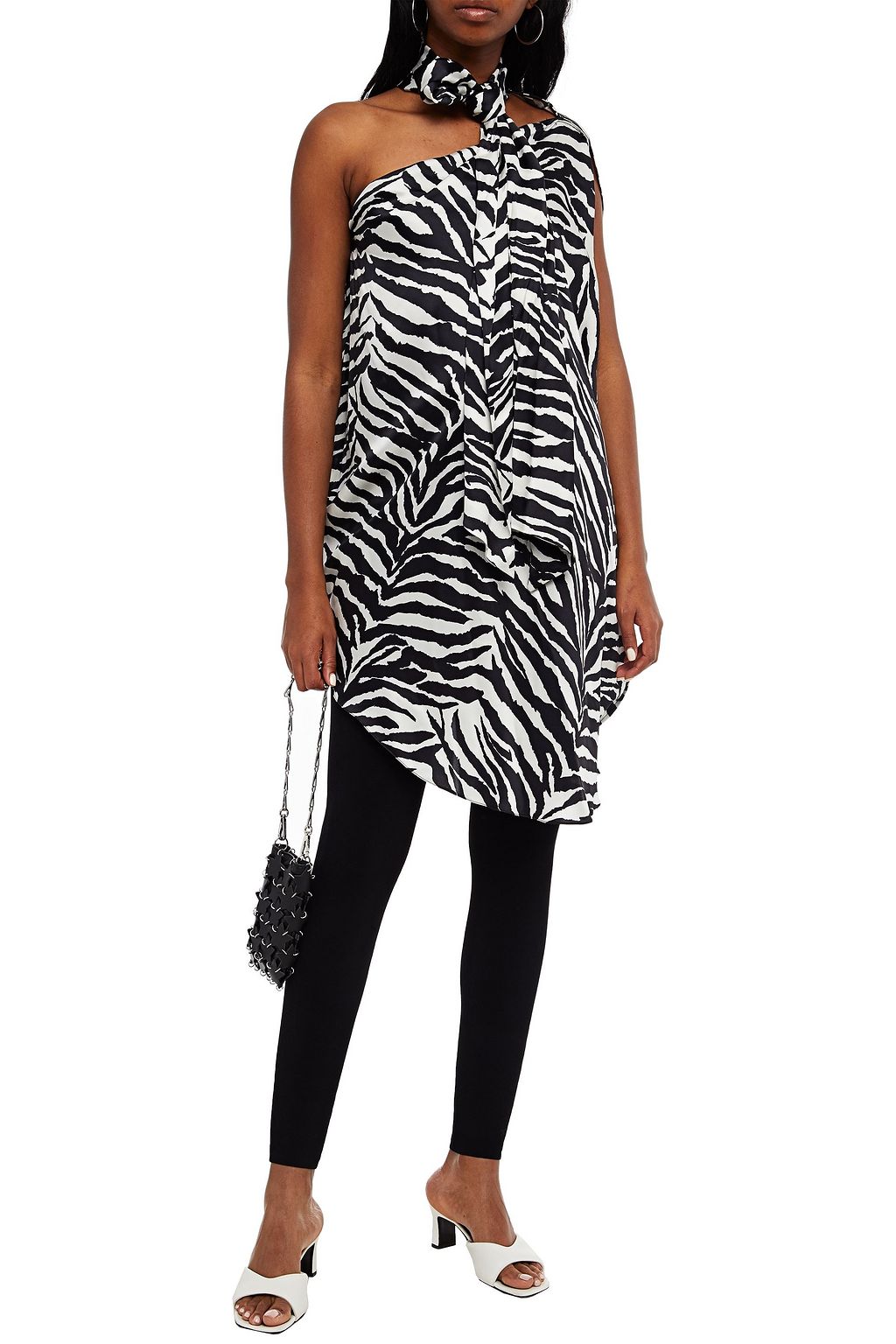MM6 MAISON MARGIELA Convertible tie-neck zebra-print satin tunic