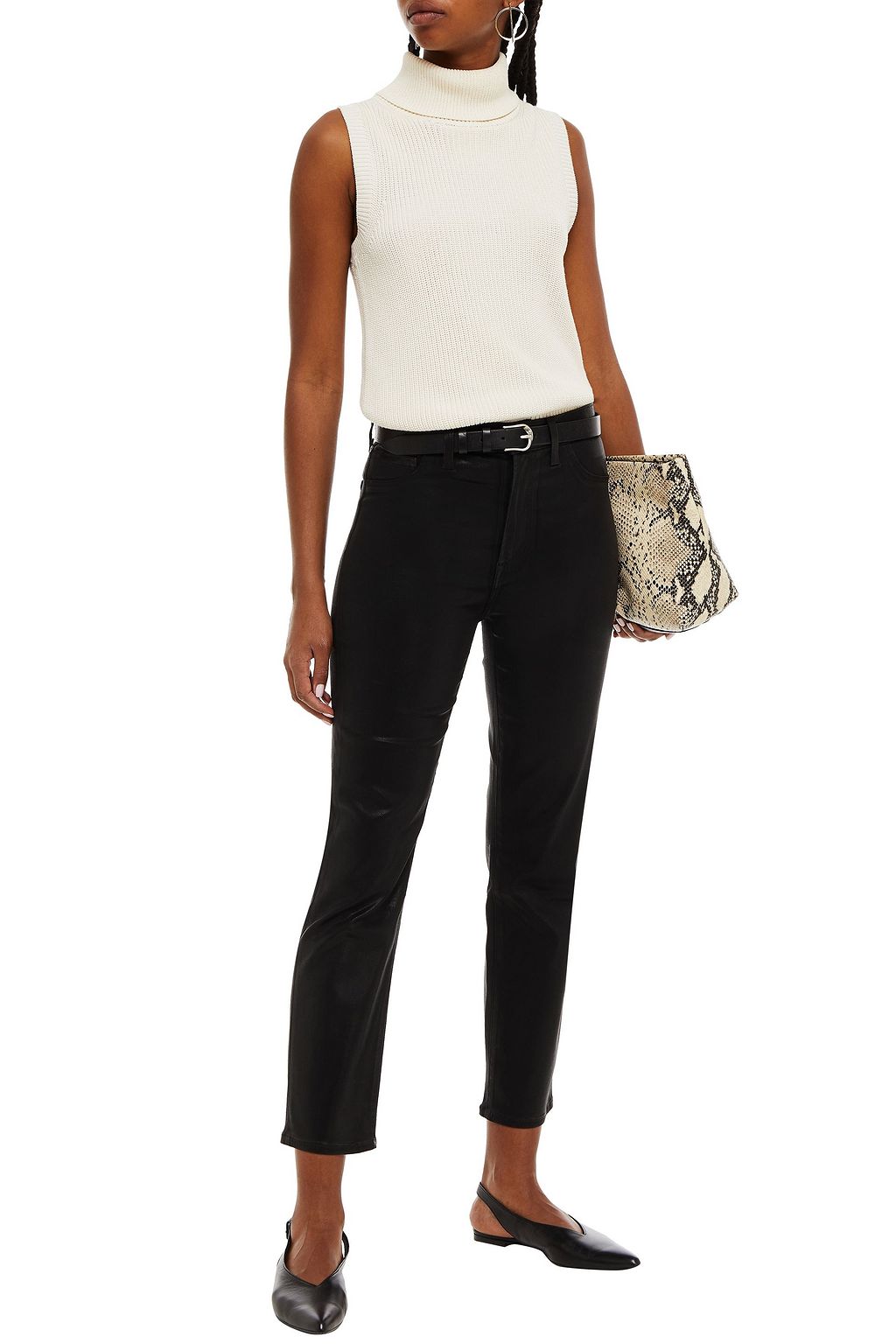 J BRAND Alma coated high-rise straight-leg jeans