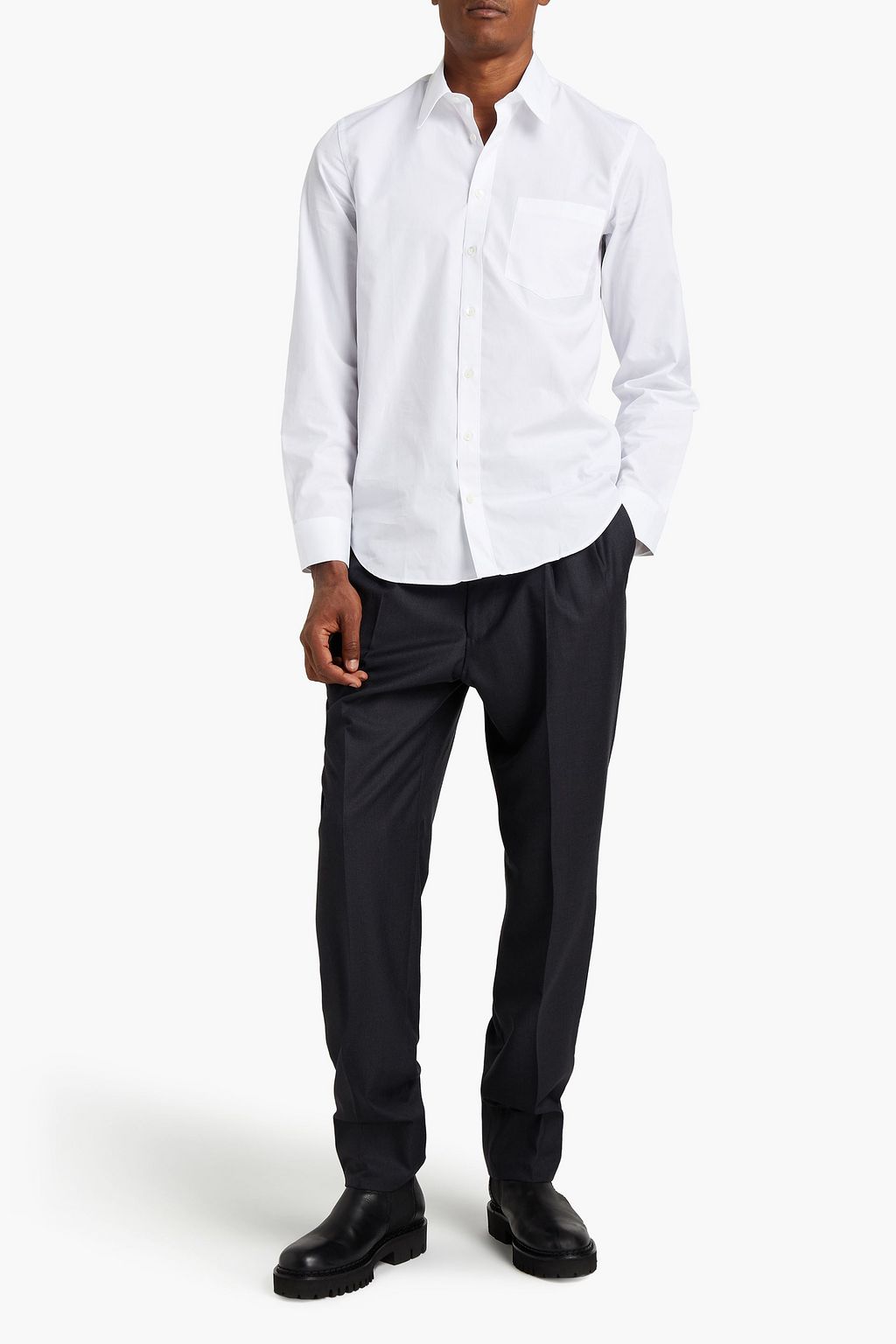 HELMUT LANG Slim-fit printed cotton-poplin shirt