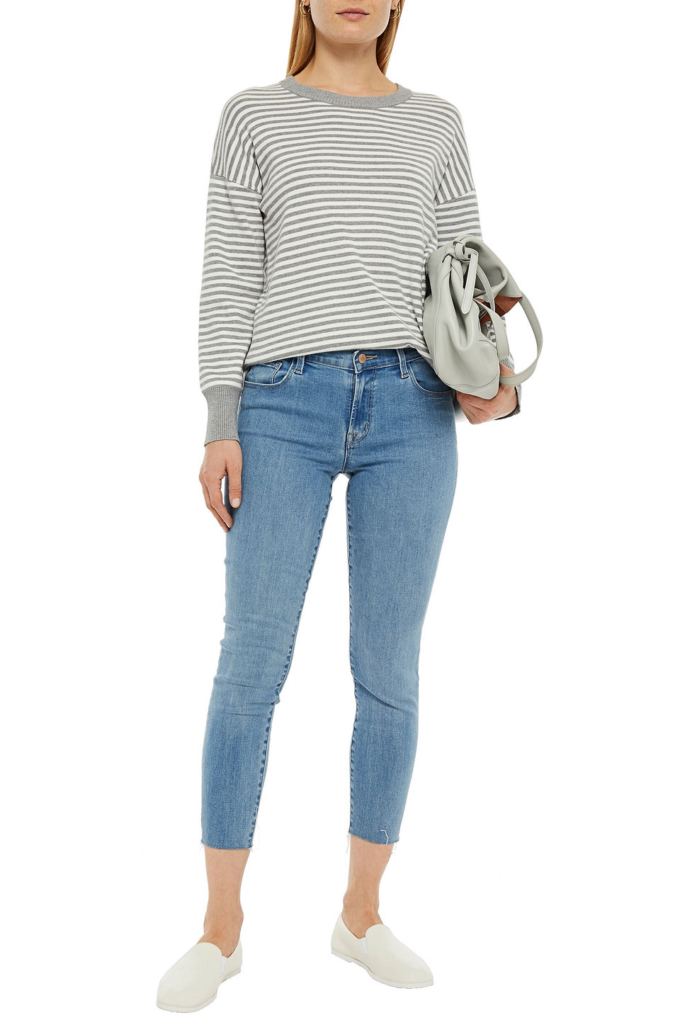 J Brand Frayed High-rise Skinny Jeans In Blue