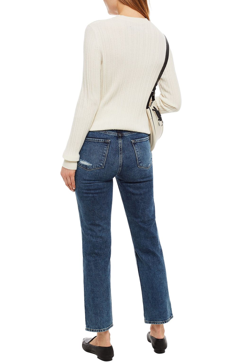 J BRAND Distressed high-rise straight-leg jeans