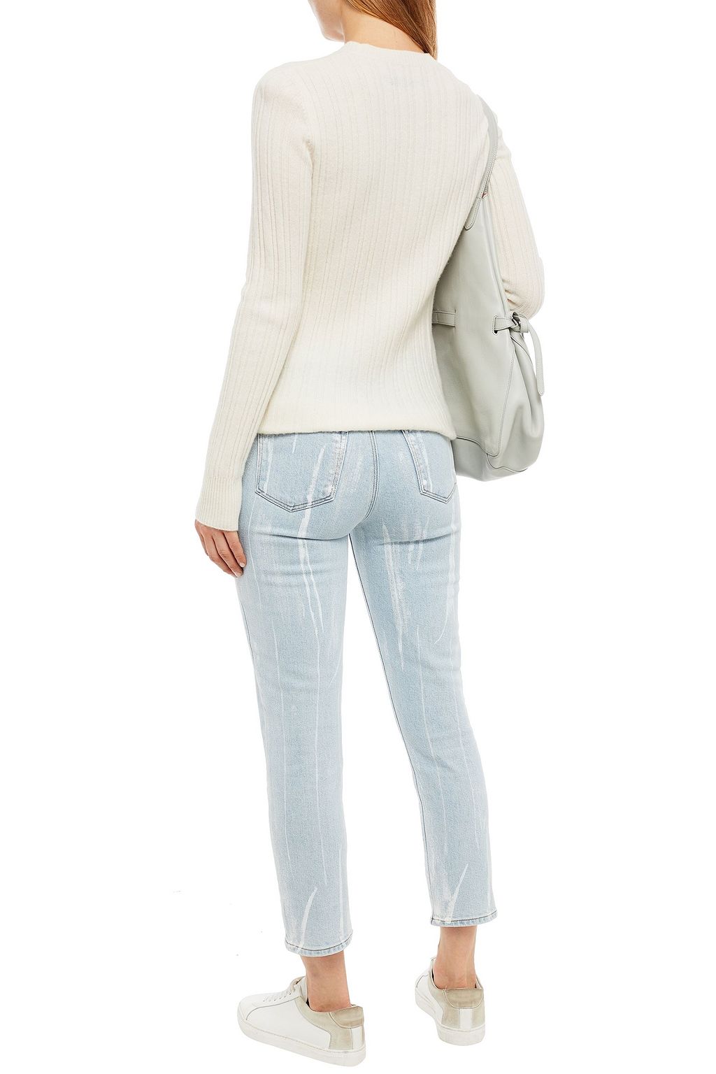 J BRAND Cropped printed high-rise slim-leg jeans