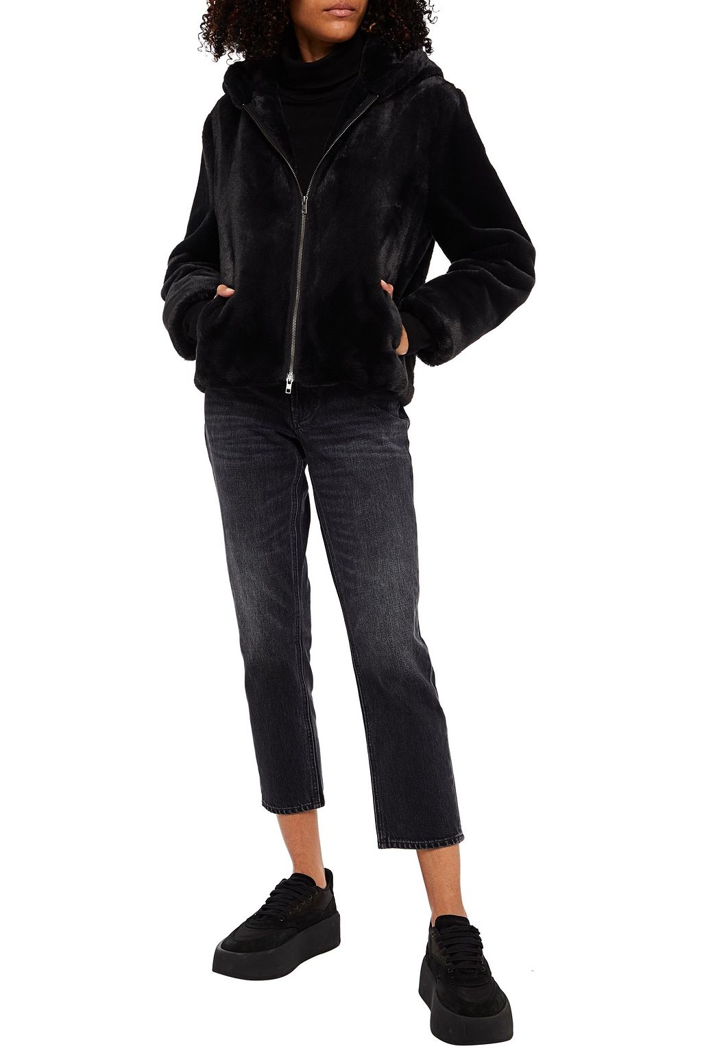 VINCE. Faux fur hooded jacket