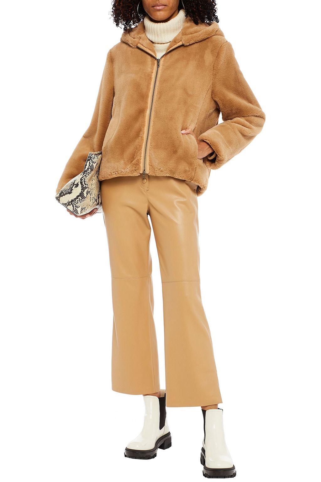 VINCE. Faux fur hooded jacket