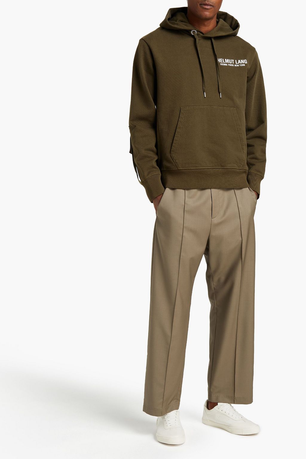 HELMUT LANG Printed cotton-fleece hoodie