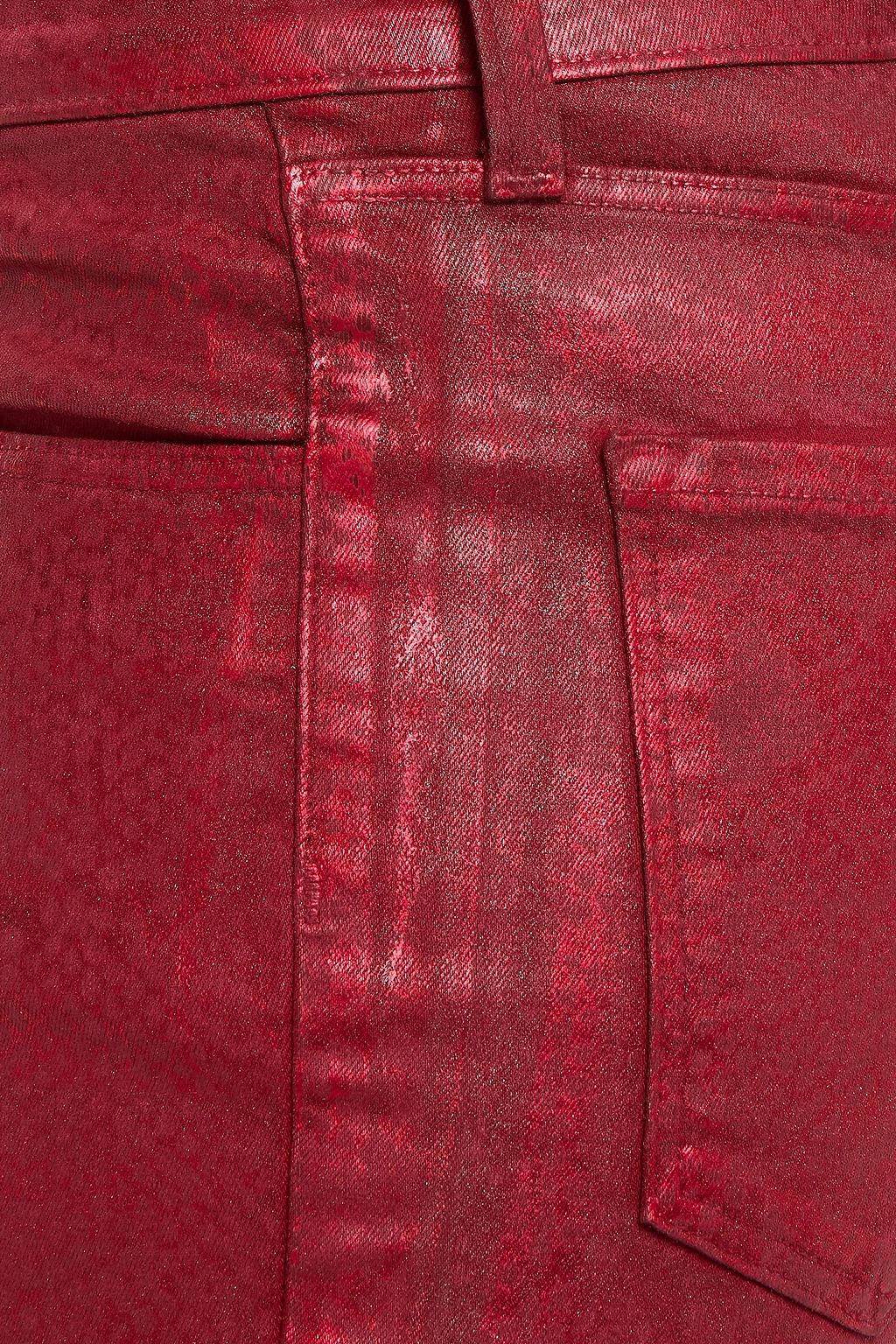J BRAND Coated printed high-rise skinny jeans