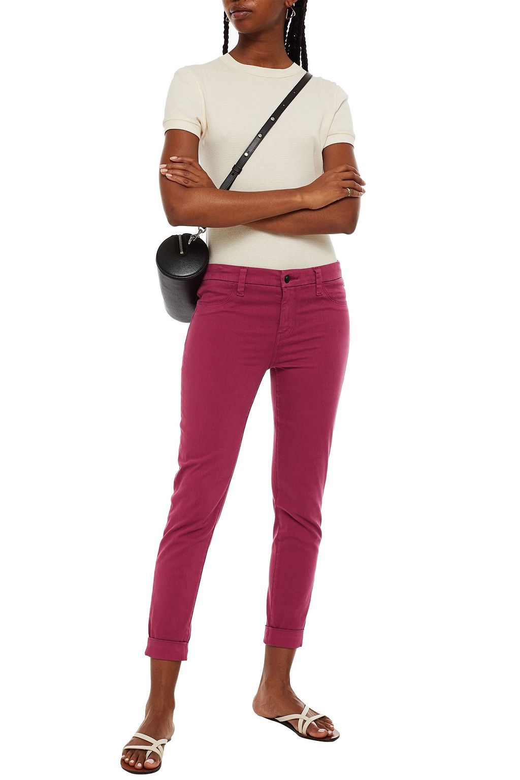J BRAND Cropped cotton-blend skinny pants