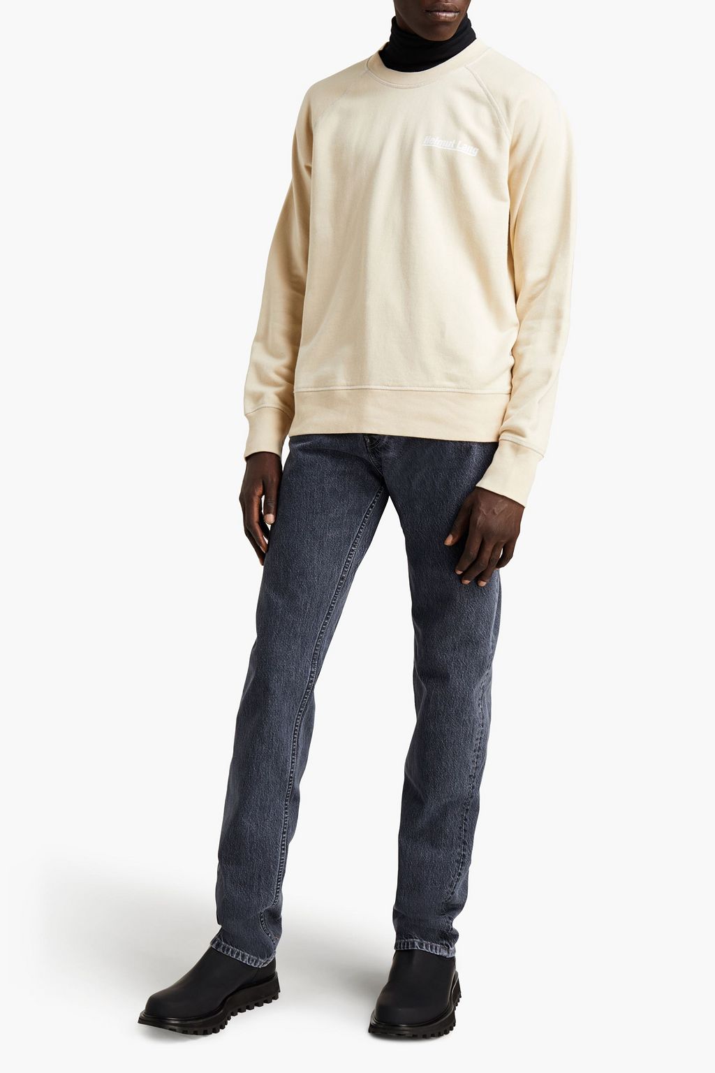 HELMUT LANG Printed French cotton-blend terry sweatshirt