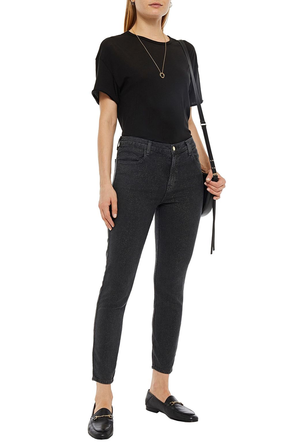 J BRAND Metallic high-rise skinny jeans