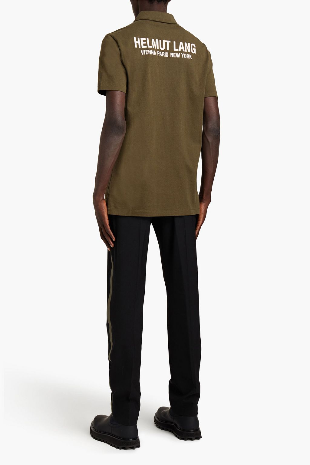 HELMUT LANG Printed cotton-jersey polo shirt