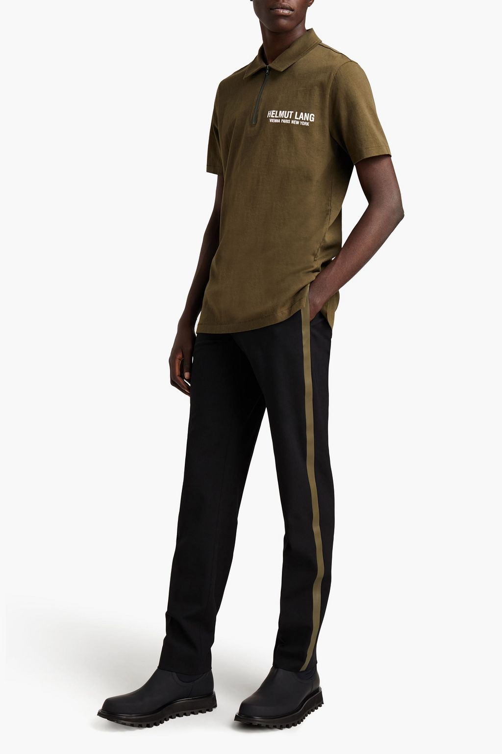 HELMUT LANG Printed cotton-jersey polo shirt