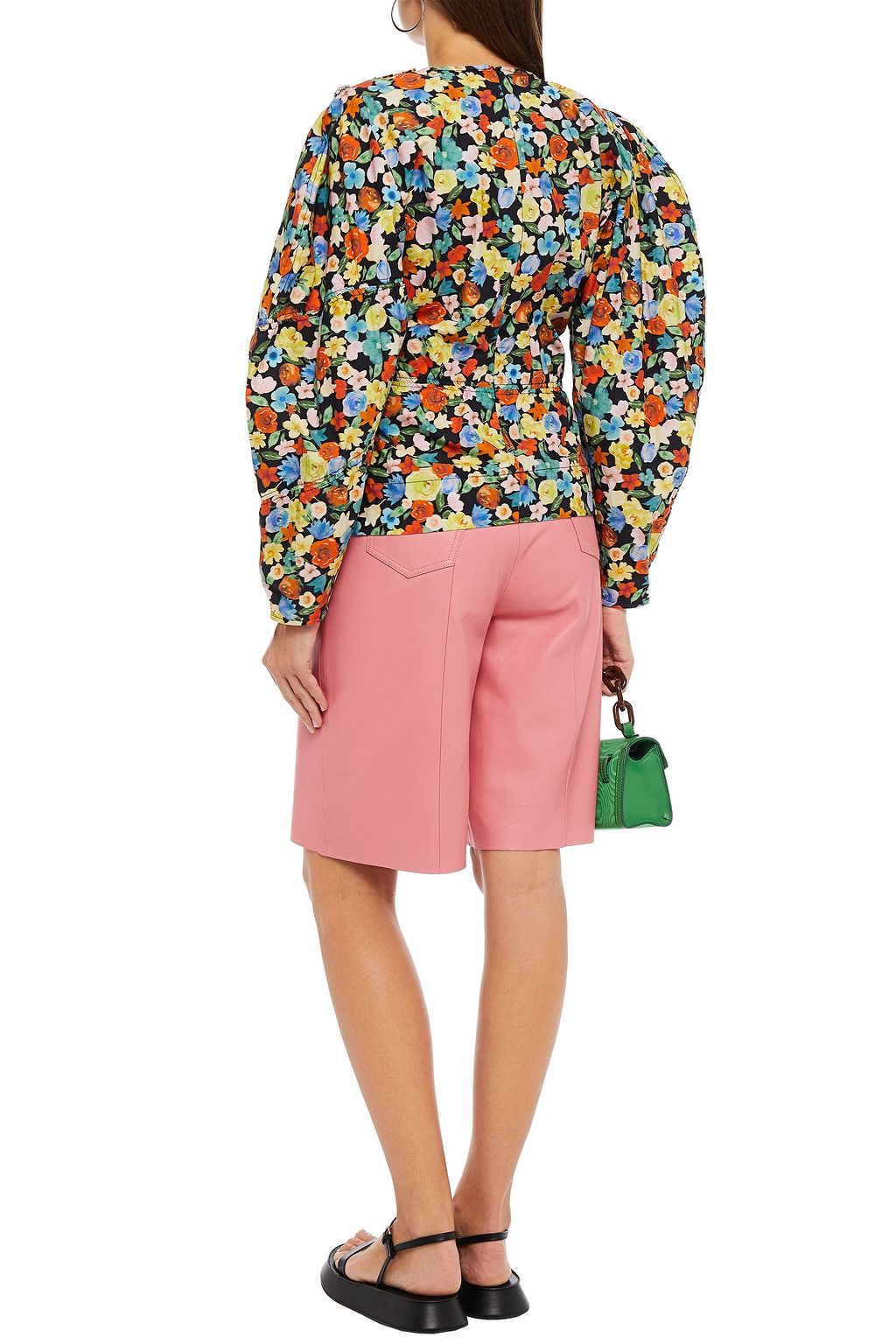 GANNI Floral-print cotton-poplin blouse