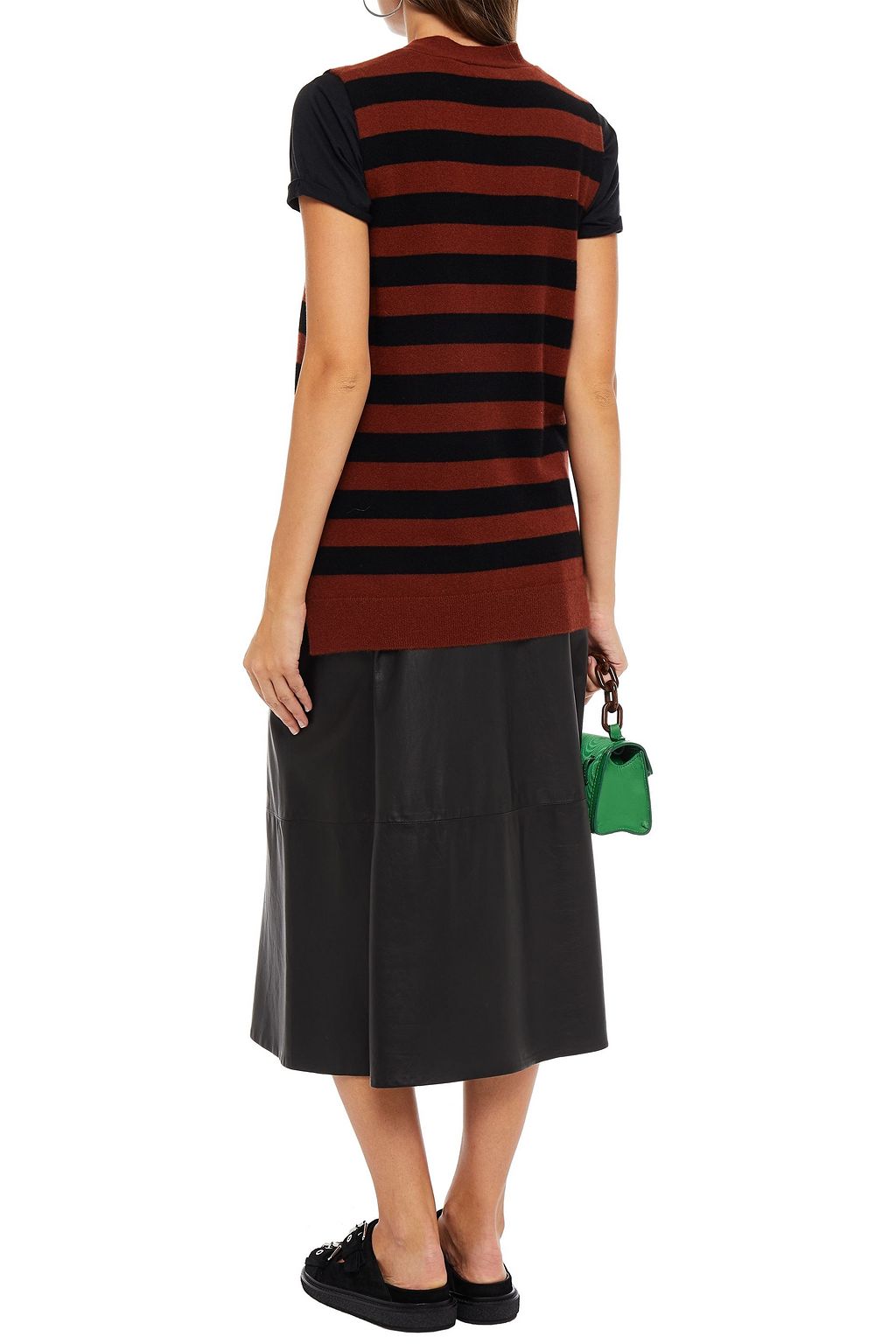 GANNI Embellished striped cashmere vest