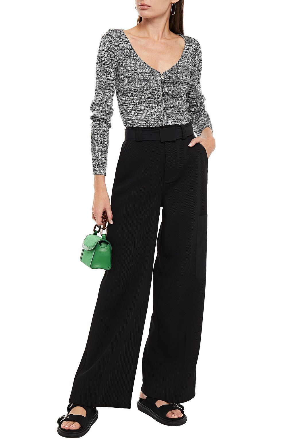 GANNI Shell-paneled drill wide-leg pants