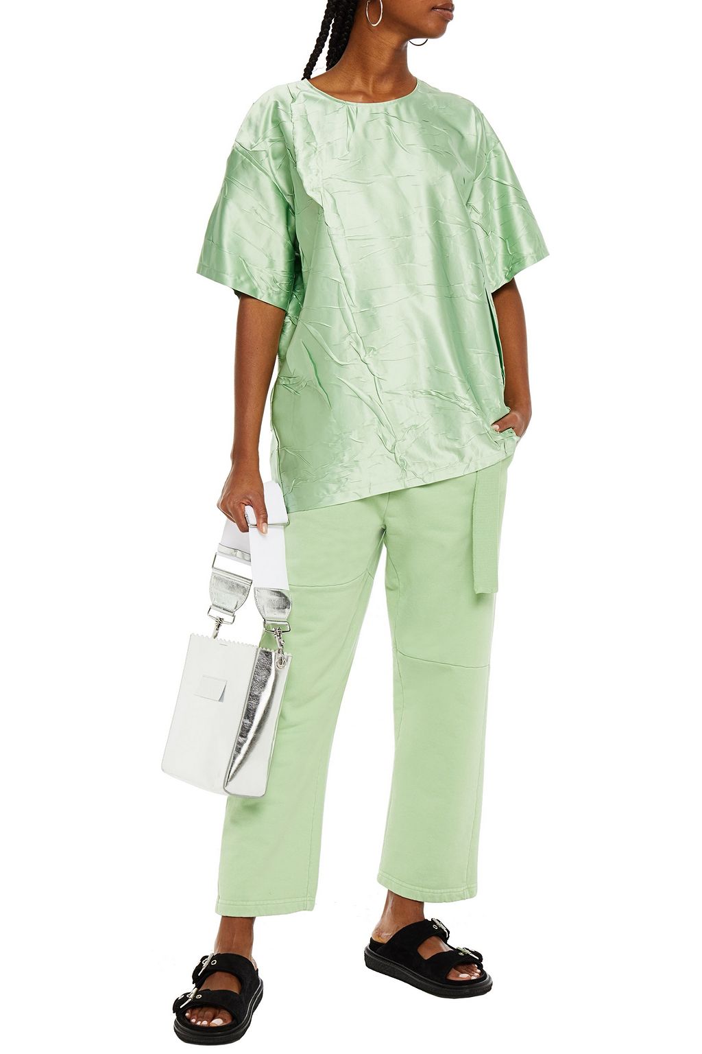 MM6 MAISON MARGIELA Cropped French cotton-terry wide-leg pants