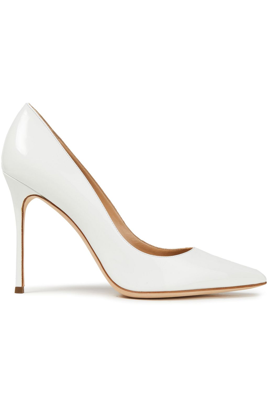 white patent pumps