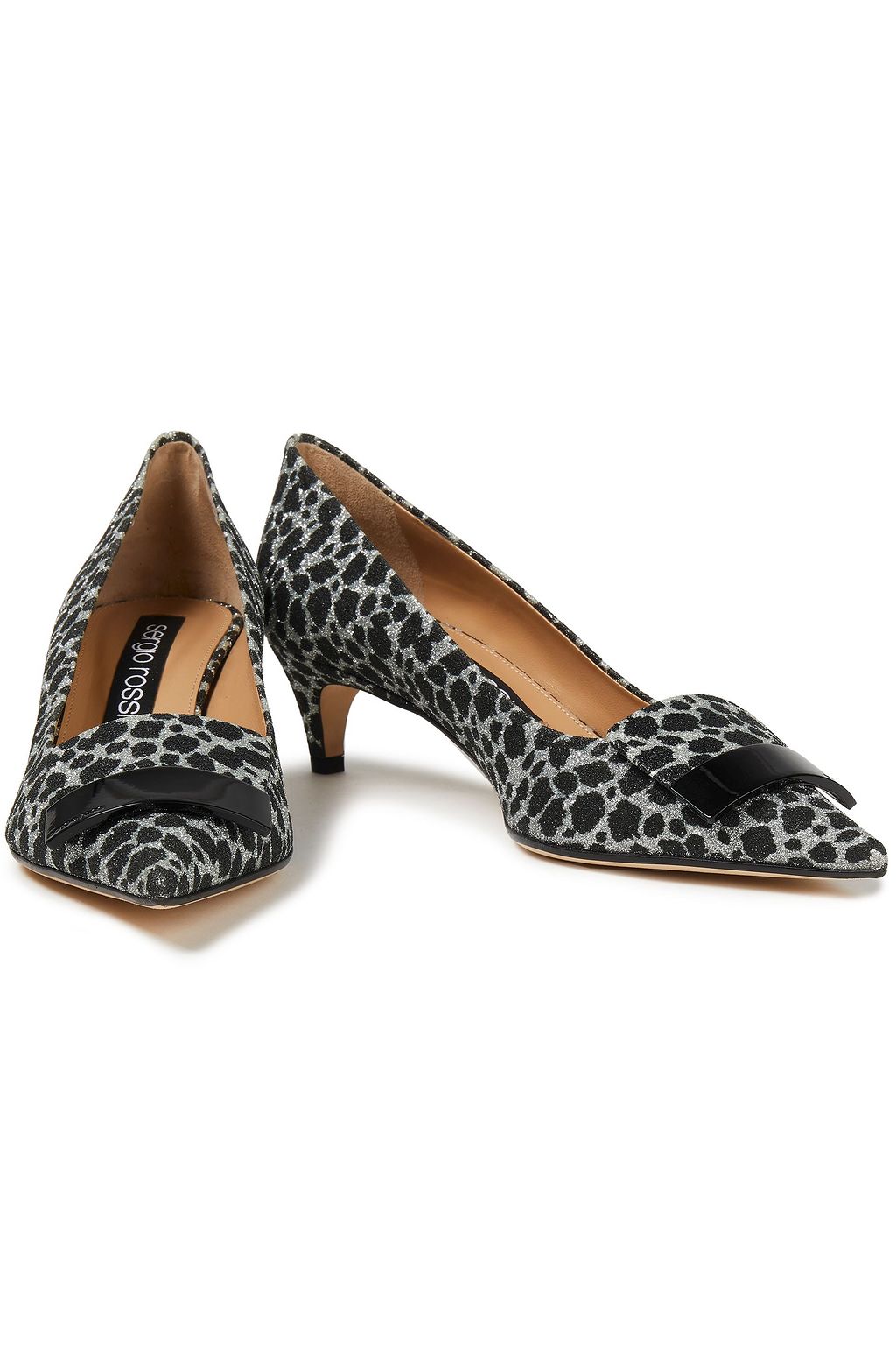SERGIO ROSSI sr1 glittered leopard-print cotton-blend pumps