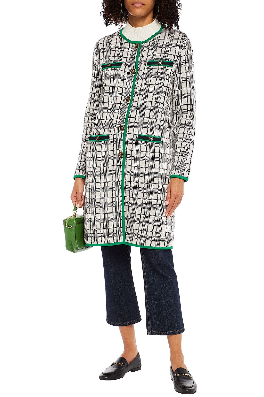 TORY BURCH Kendra checked jacquard-knit coat