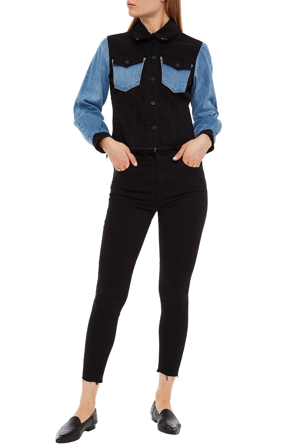 J BRAND Frayed paneled denim jacket