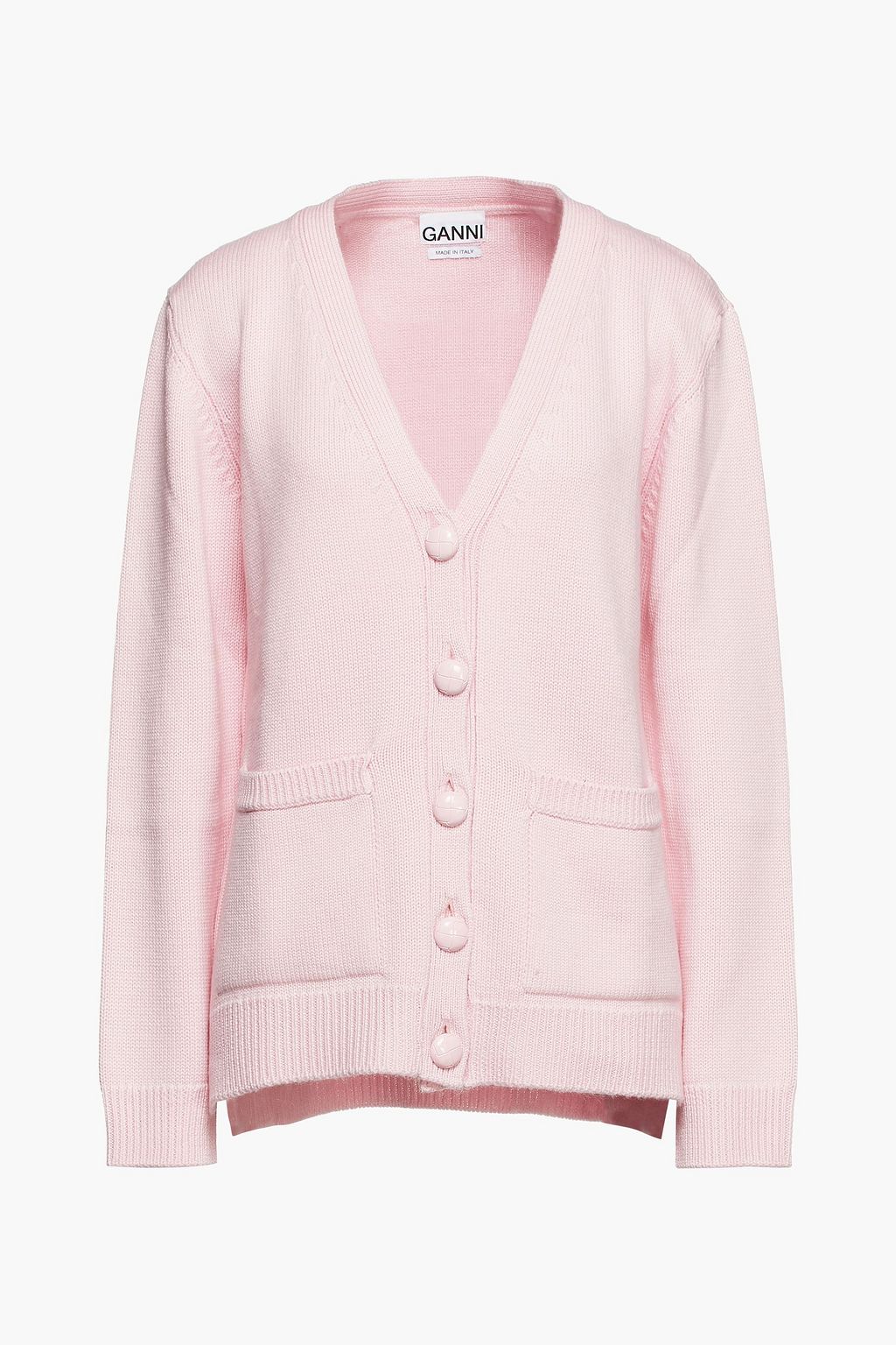 ganni pink cardigan