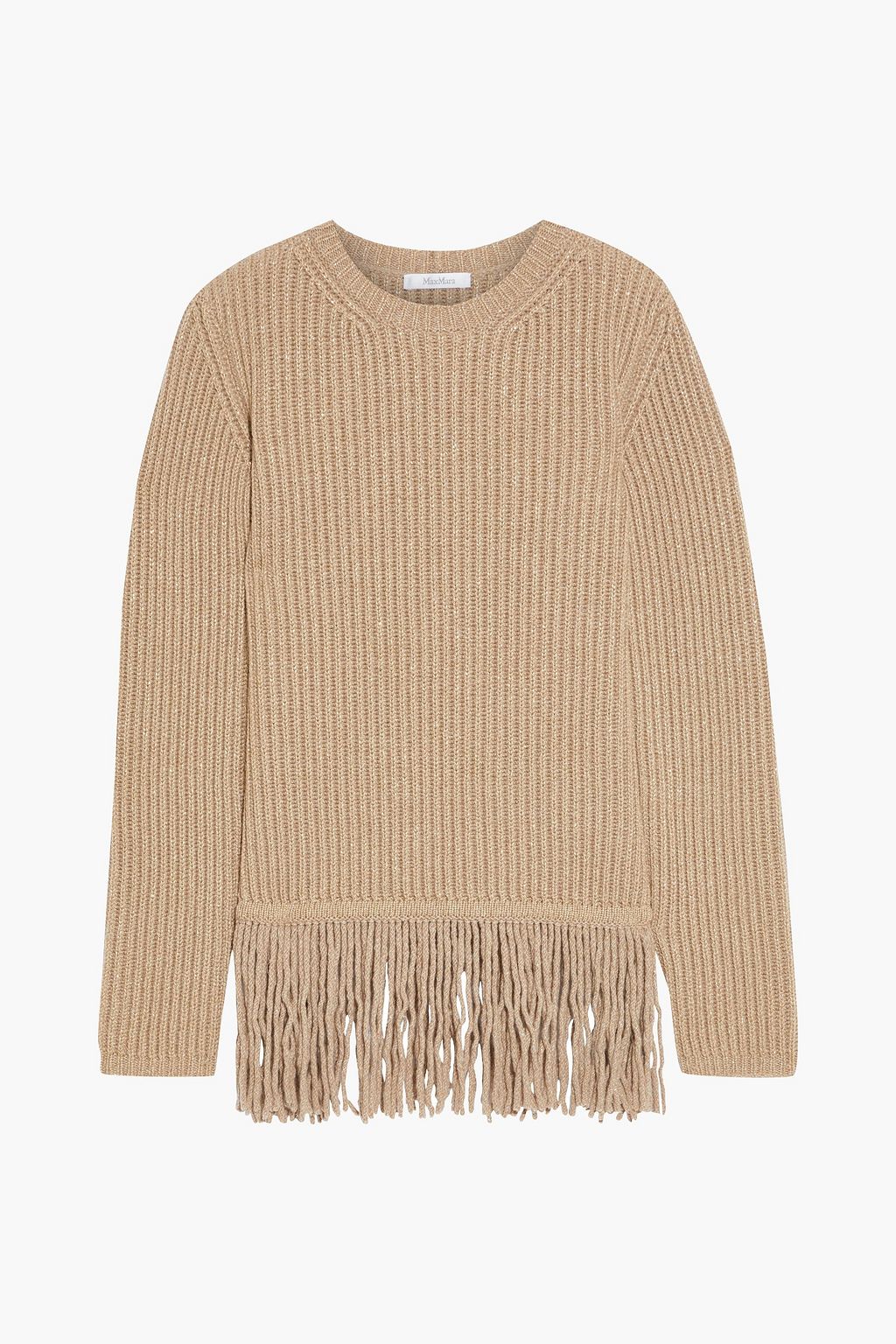 Max Mara - Anagni Fringed Metallic Ribbed Wool-Blend Sweater Metallic - M