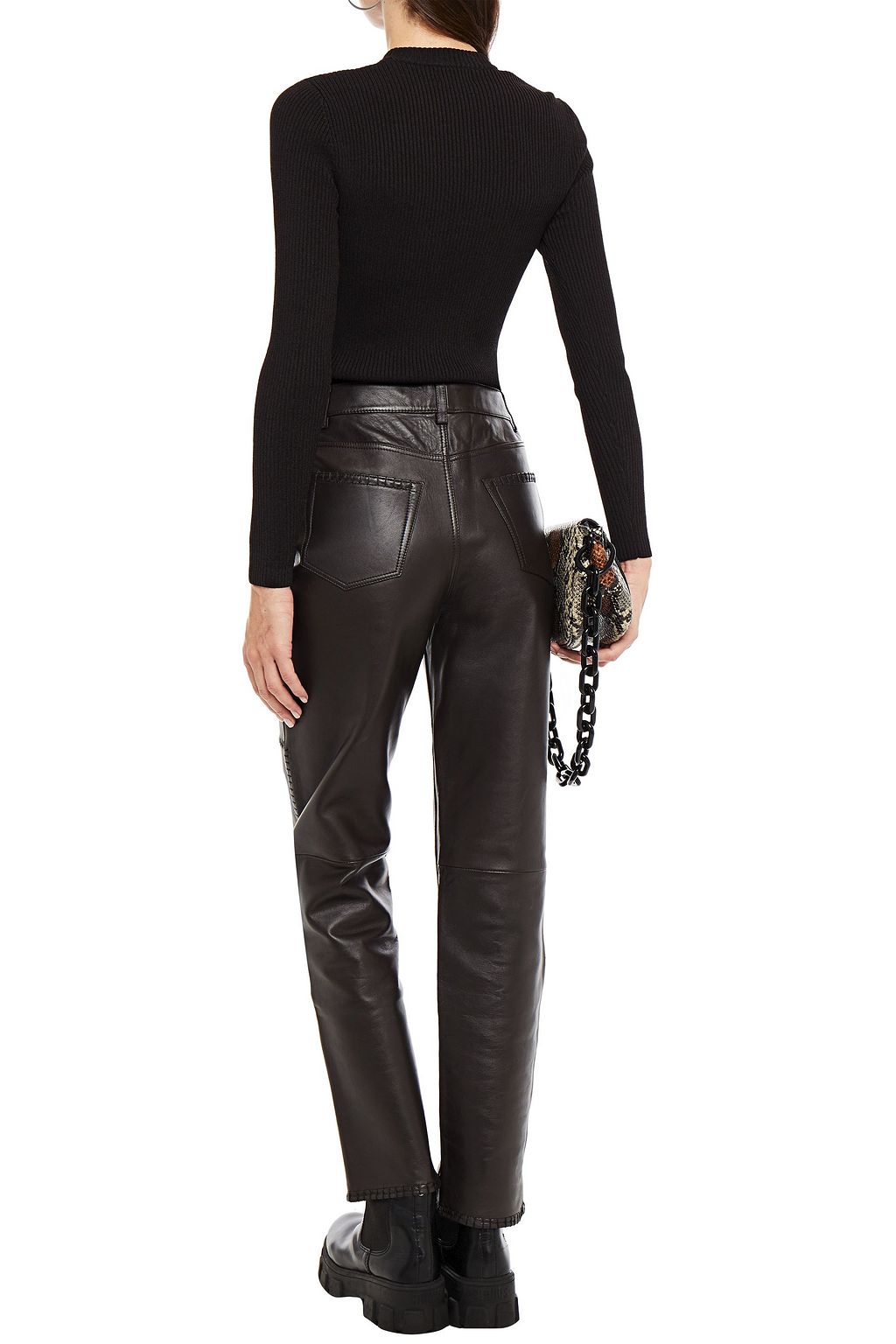 GANNI Leather slim-leg pants