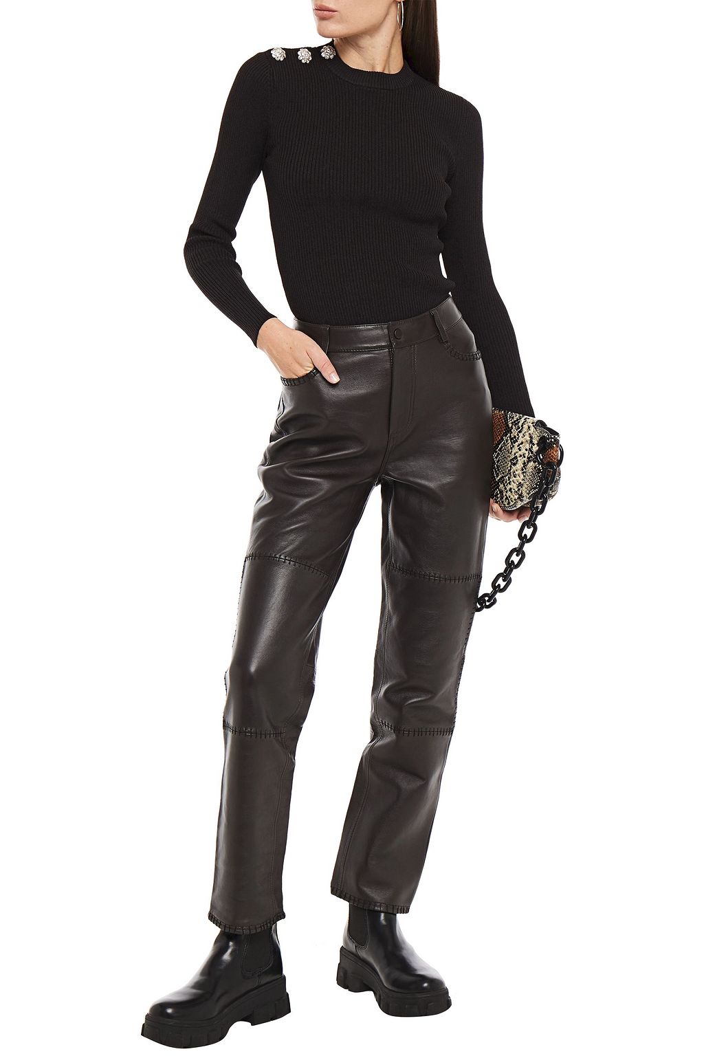 GANNI Leather slim-leg pants | Sale up to 70% off | THE OUTNET