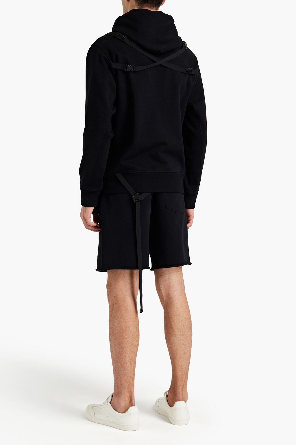 HELMUT LANG Buckle-embellished cotton-fleece hoodie