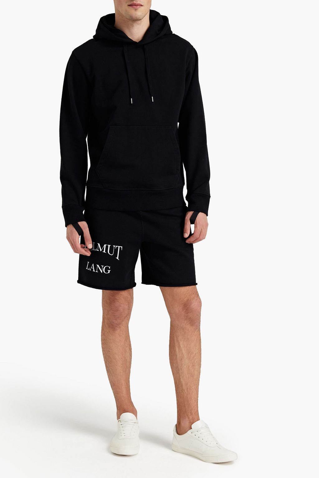 HELMUT LANG Buckle-embellished cotton-fleece hoodie