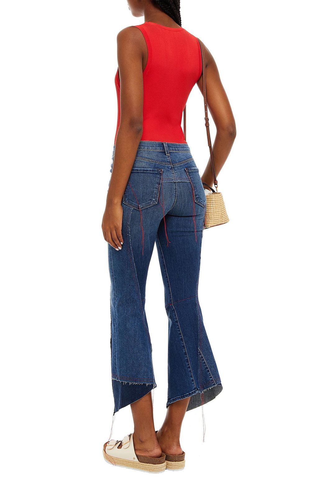 J BRAND Distressed mid-rise bootcut jeans