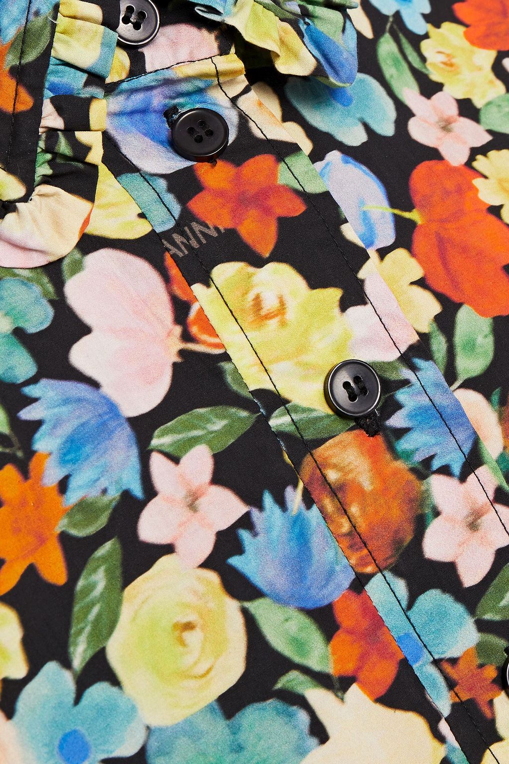 GANNI Floral-print organic cotton-poplin mini shirt dress