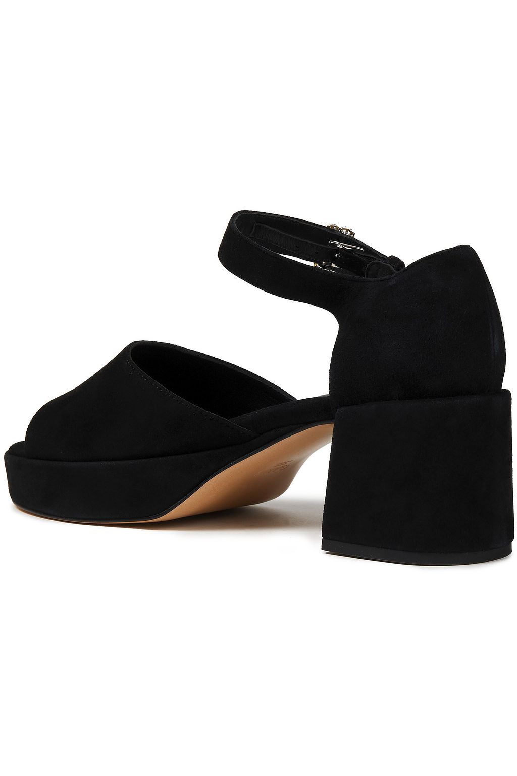GANNI Crystal-embellished suede platform sandals