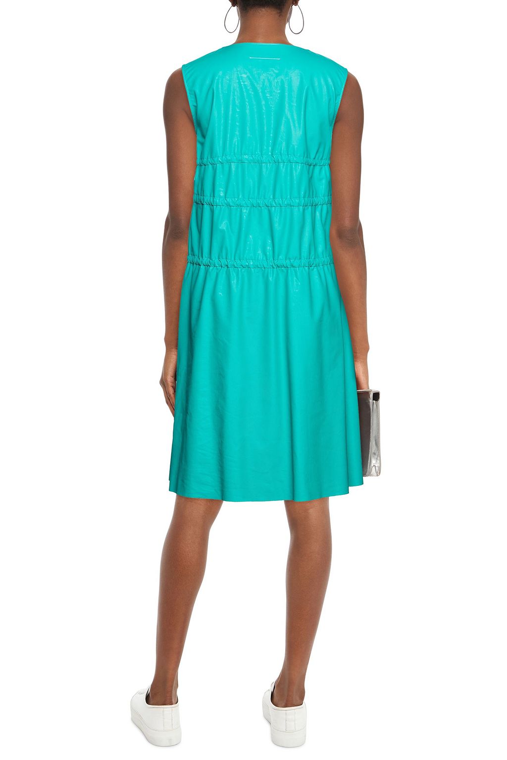 MM6 MAISON MARGIELA Gathered faux leather midi dress