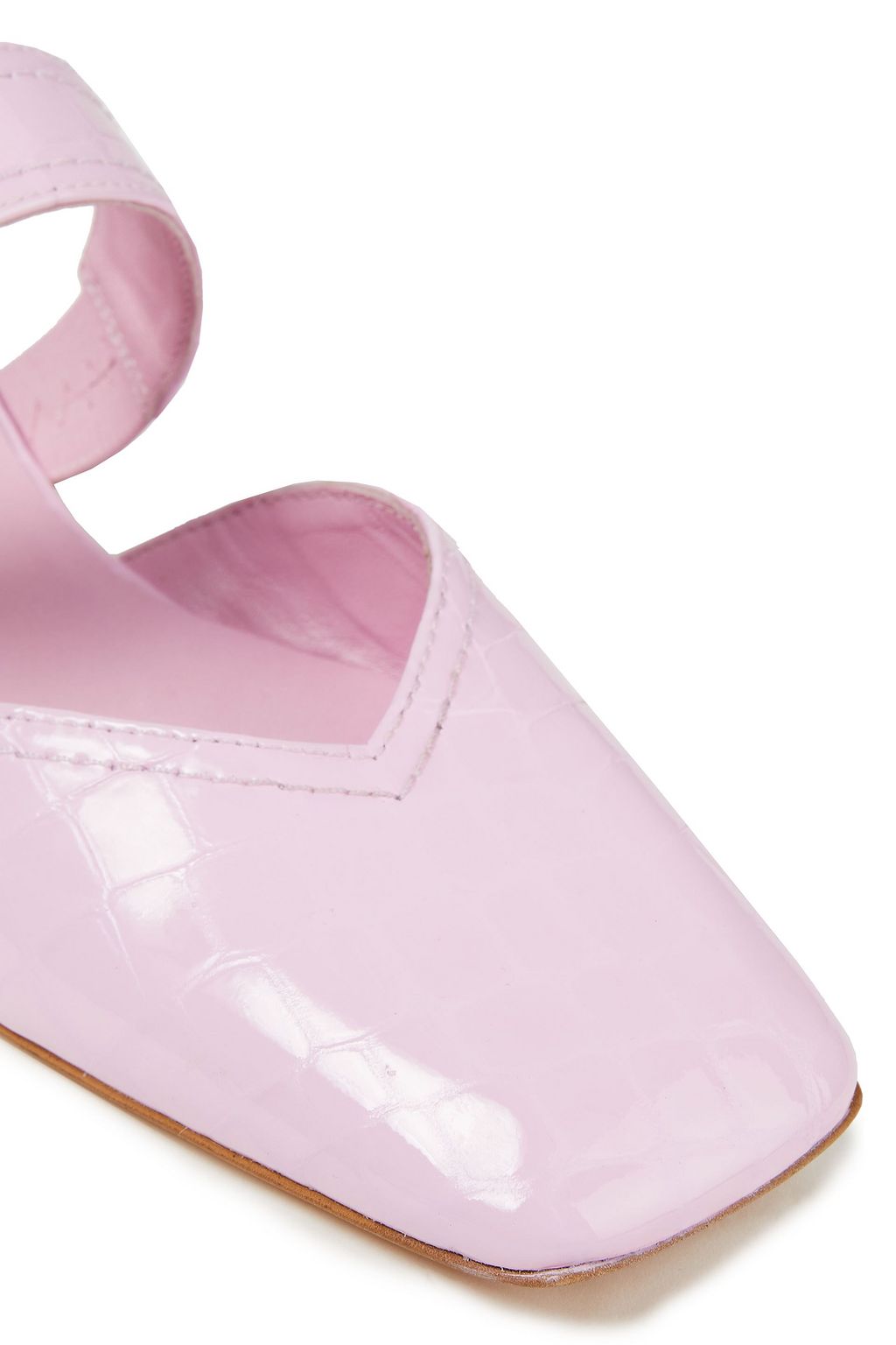 GANNI Glossed croc-effect leather mules