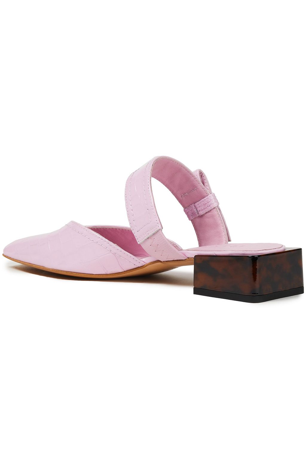 GANNI Glossed croc-effect leather mules