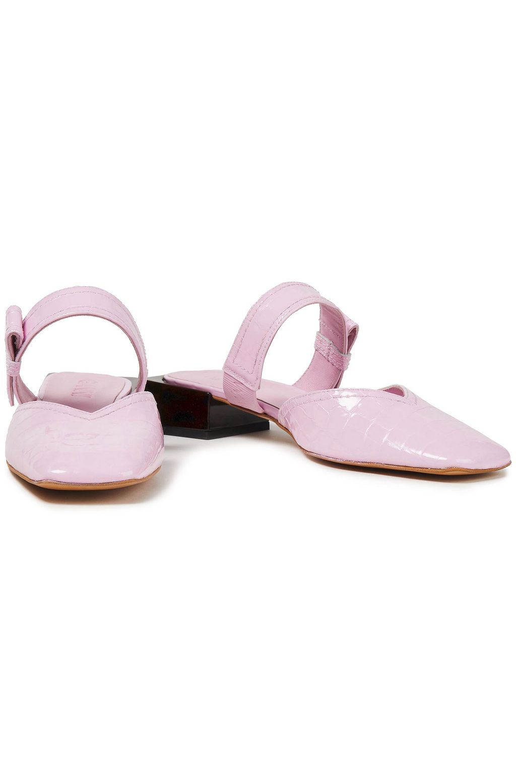 GANNI Glossed croc-effect leather mules