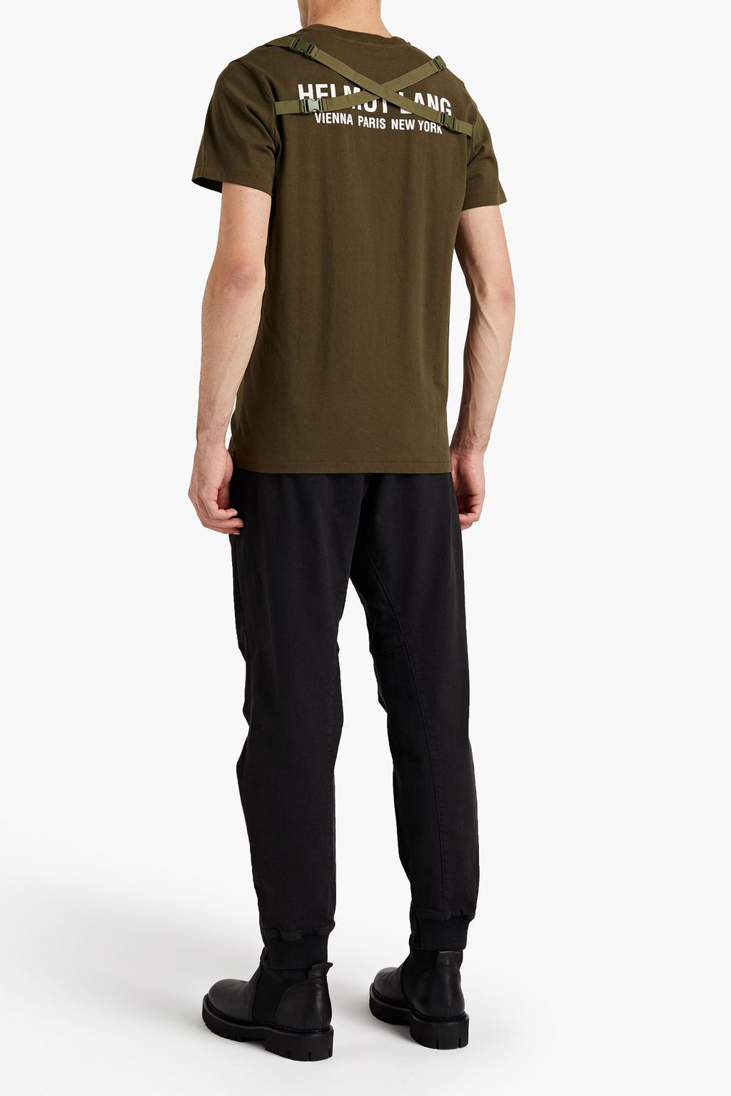 HELMUT LANG Buckle-embellished printed cotton-jersey T-shirt