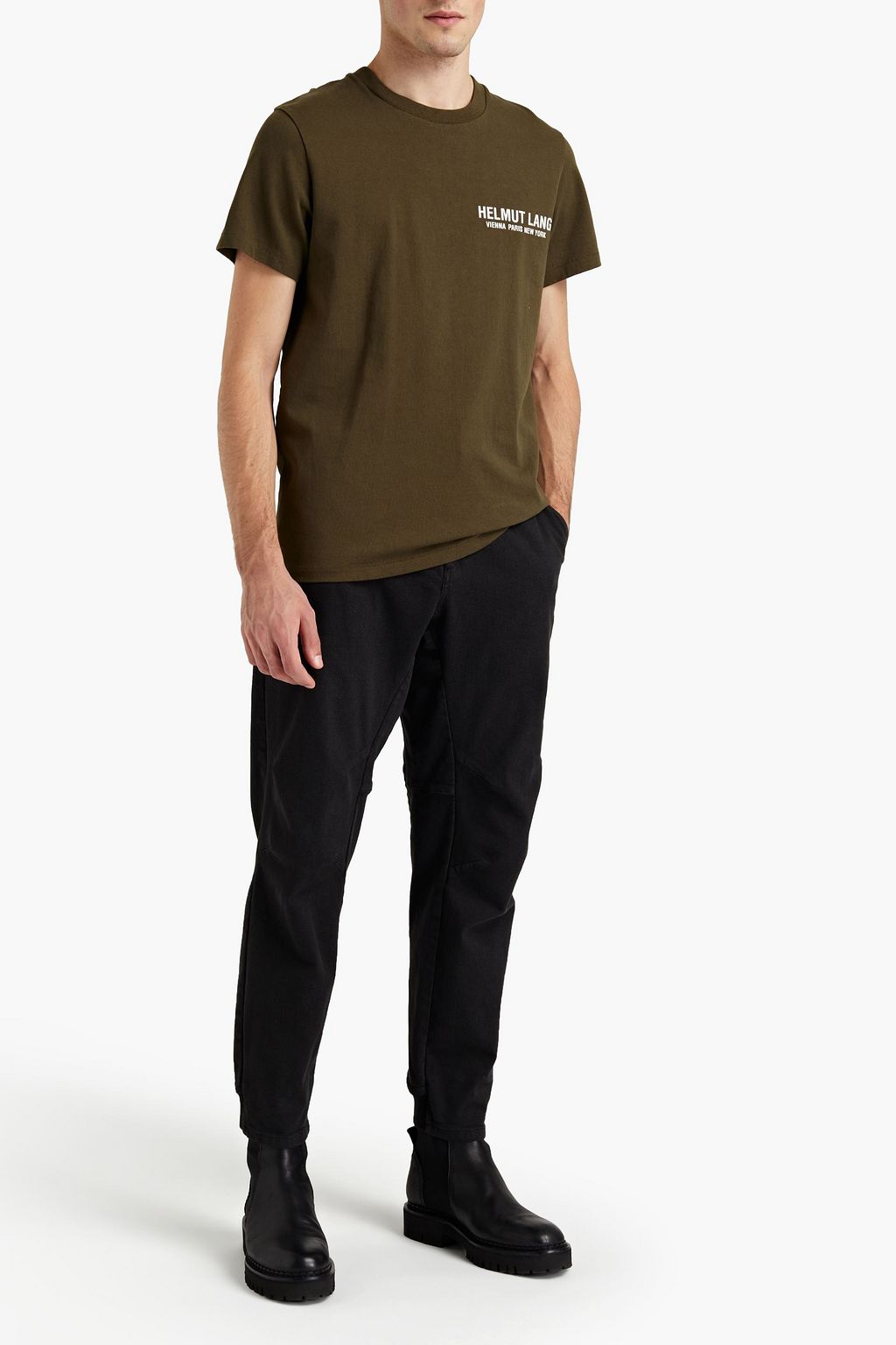 HELMUT LANG Buckle-embellished printed cotton-jersey T-shirt