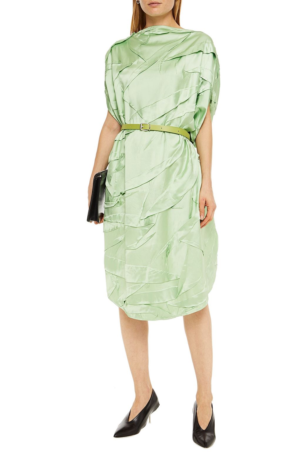 MM6 MAISON MARGIELA Belted crinkled-satin dress
