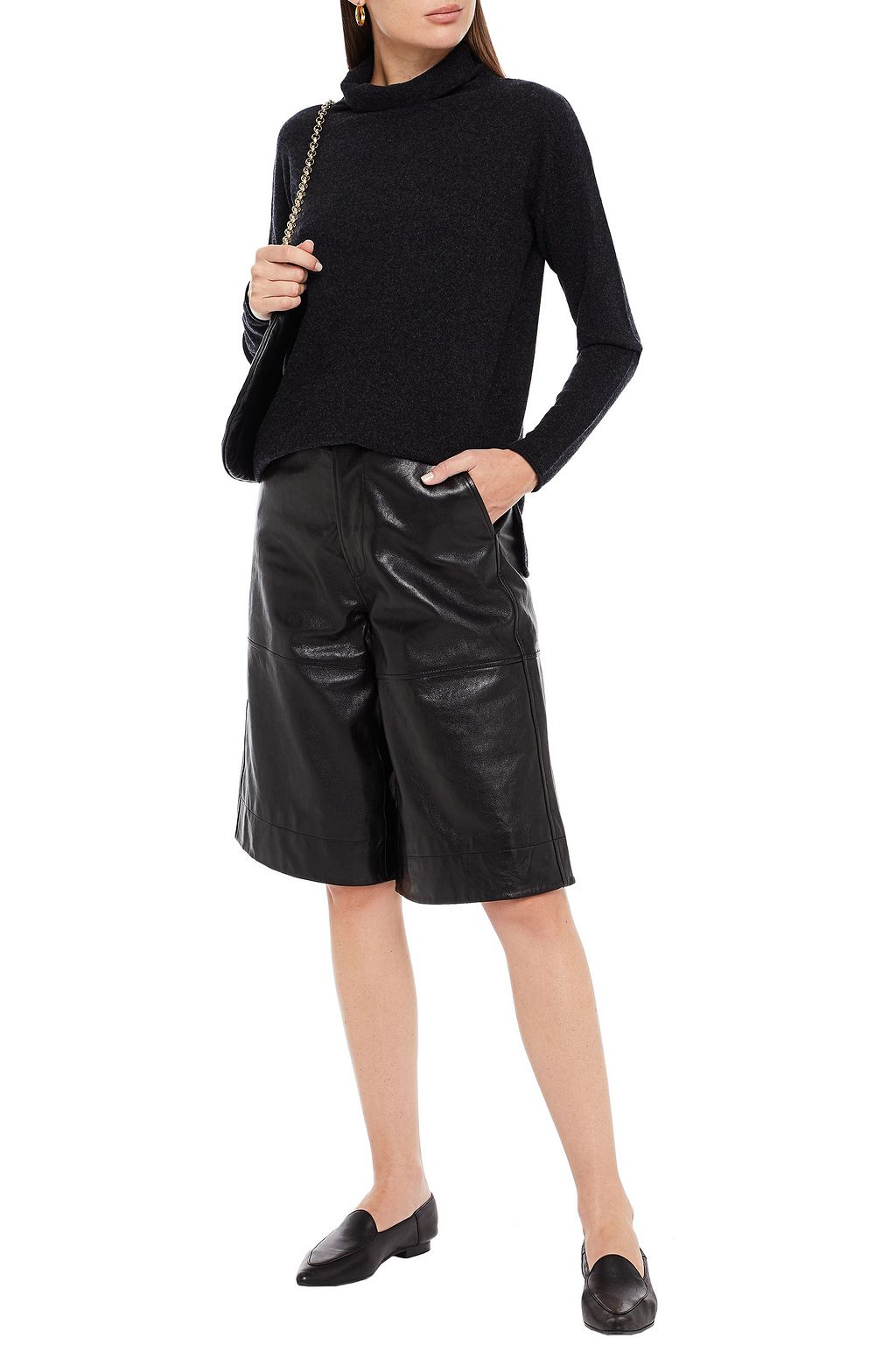 VINCE. Mélange wool and cashmere-blend turtleneck sweater