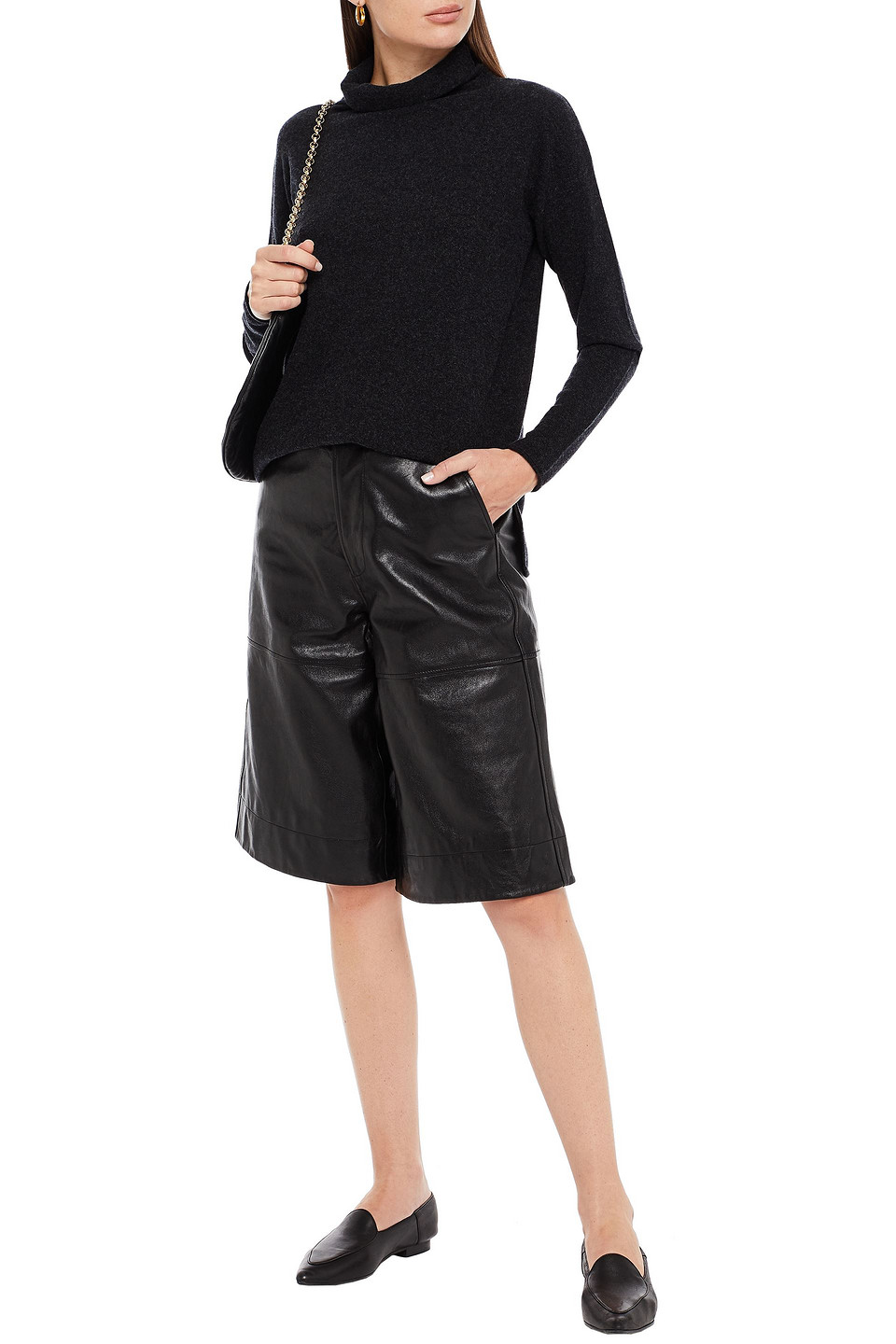 Vince Wool And Cashmere-blend Turtleneck Jumper In Charcoal