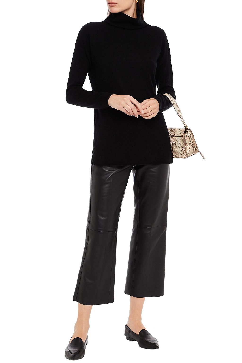 VINCE. Mélange wool and cashmere-blend turtleneck sweater