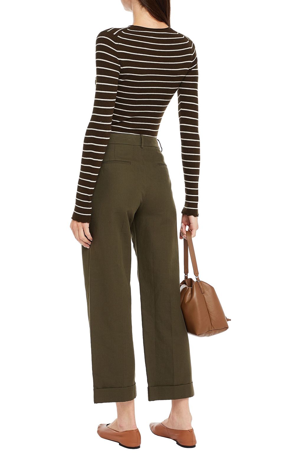 VINCE. Striped ribbed-knit sweater