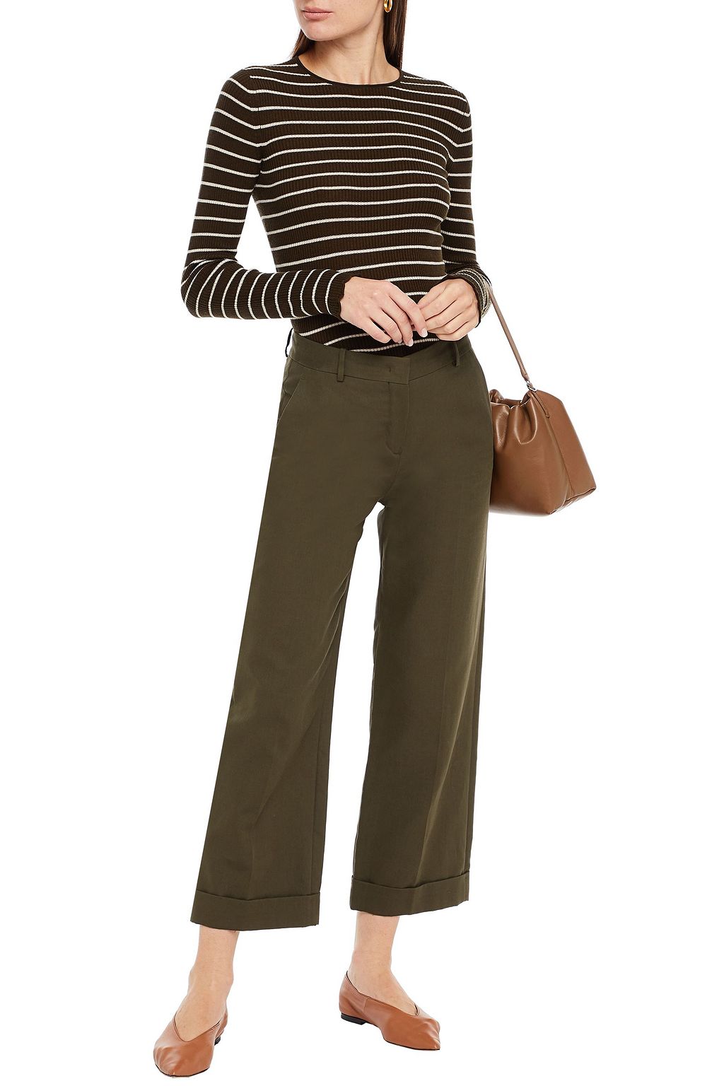 VINCE. Striped ribbed-knit sweater