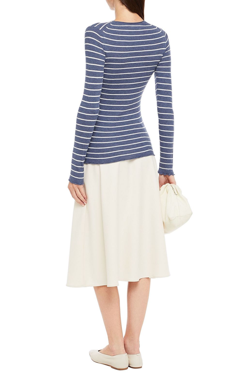 VINCE. Striped ribbed-knit sweater