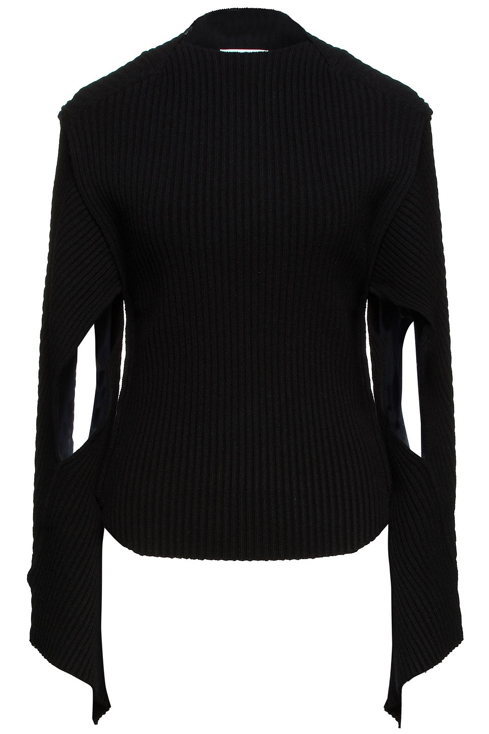 victoria beckham - cutout ribbed wool-blend sweater - black - s