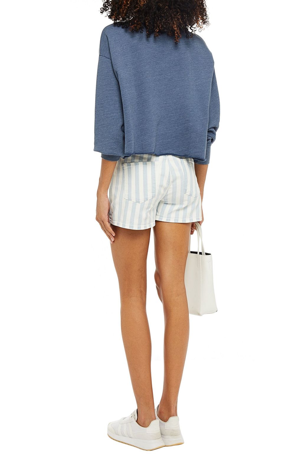 J BRAND Cropped mélange French cotton-blend terry sweatshirt